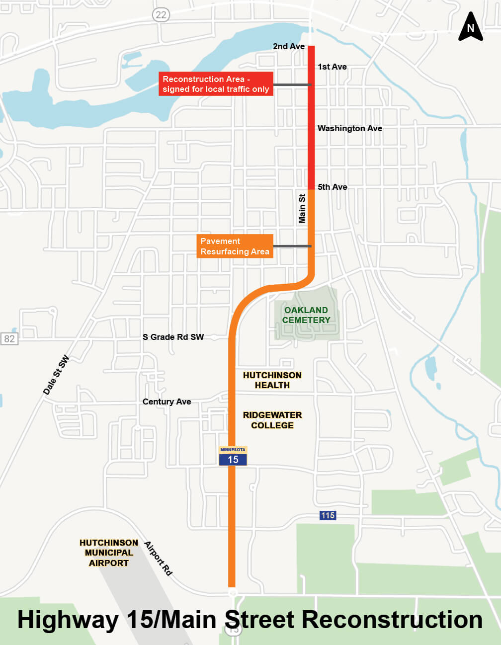 Highway 15 construction area map